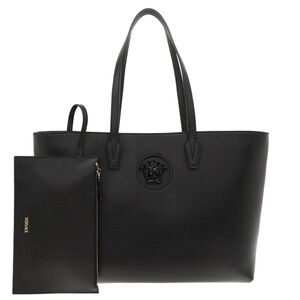 Versace Medusa Tote With Pouch Shoulder Bag Monogram Black Leather New